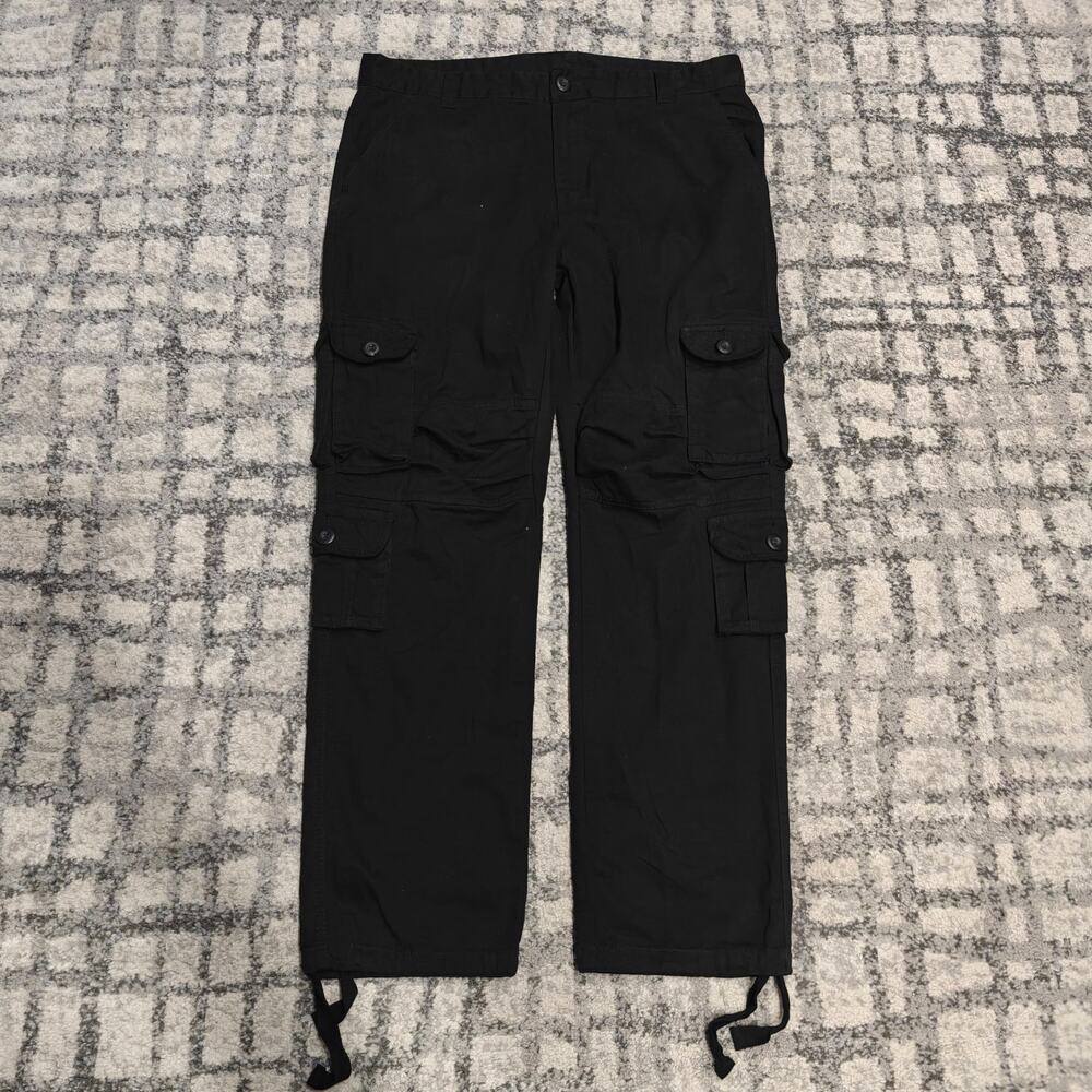 Mustway Military Tactical Cargo Pants Mens 36 (Fits 40x32) Black Heavy Twill